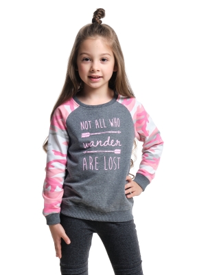Свитшот для девочек Mini Maxi, модель 2072, цвет серый/розовый