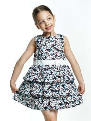 Платье для девочек Mini Maxi, модель 6208, цвет синий/мультиколор