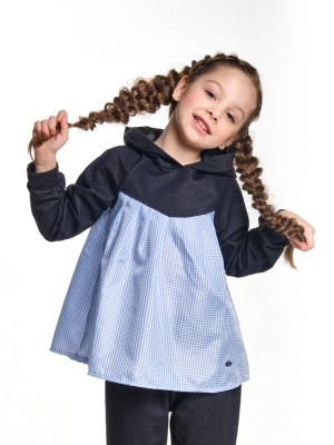 Джемпер для девочек Mini Maxi, модель 6259, цвет темно-синий/клетка