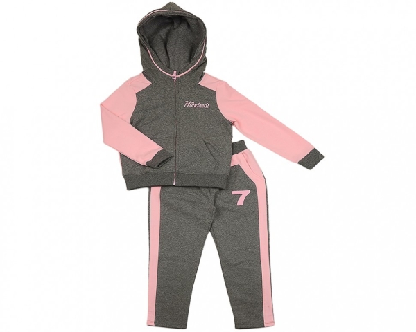 Спортивный костюм для девочек Fifteen, модель 2193, цвет серый/розовый 