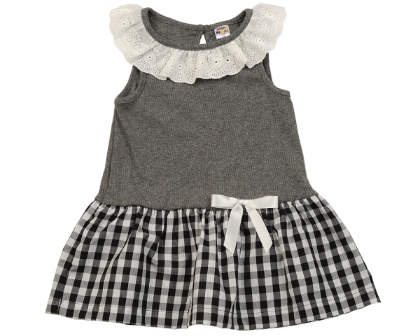 Платье для девочек Mini Maxi, модель 1840, цвет графит/клетка 