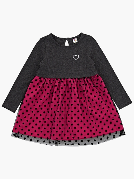 Платье для девочек Mini Maxi, модель 6157, цвет малиновый/черный/меланж 