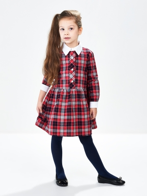 Платье для девочек Mini Maxi, модель 6743, цвет красный/клетка