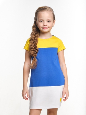 Платье для девочек Fifteen, модель 2913, цвет синий/желтый
