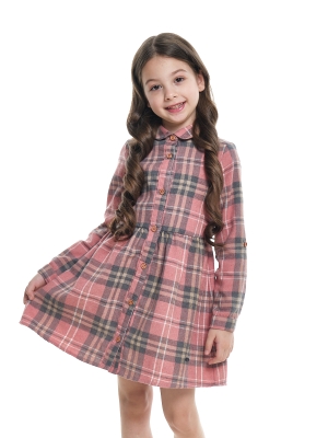 Платье для девочек Mini Maxi, модель 6238, цвет розовый/клетка