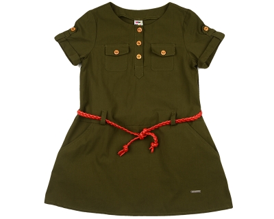 Платье для девочек Mini Maxi, модель 4430, цвет хаки/красный