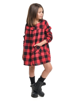 Платье для девочек Mini Maxi, модель 8069, цвет красный/клетка