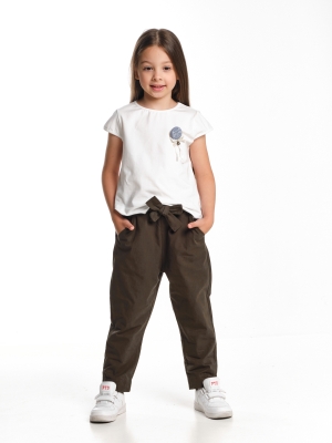 Комплект одежды для девочек Mini Maxi, модель 7099/7100, цвет белый/хаки