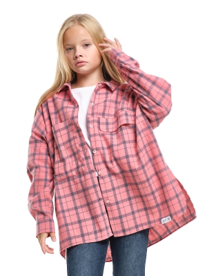 Рубашка для девочек Mini Maxi, модель 8013, цвет коралловый