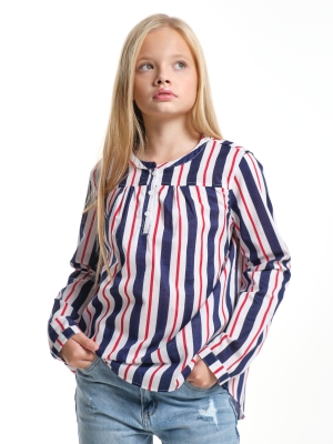Блузка для девочек Mini Maxi, модель 4786, цвет синий/красный