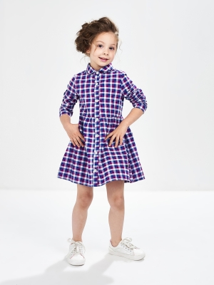Платье для девочек Mini Maxi, модель 6726, цвет синий/лиловый/клетка