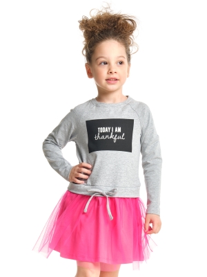 Платье для девочек Mini Maxi, модель 6860, цвет серый/малиновый