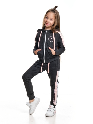 Спортивный костюм для девочек Mini Maxi, модель 6681, цвет черный/меланж