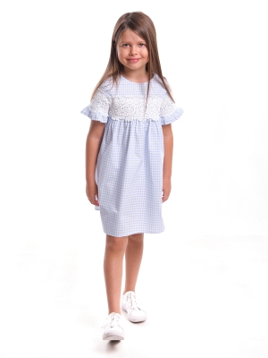 Платье для девочек Mini Maxi, модель 6324, цвет голубой/клетка