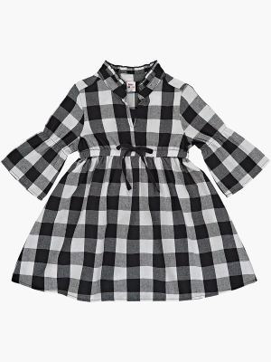 Платье для девочек Mini Maxi, модель 7464, цвет черный/белый/клетка