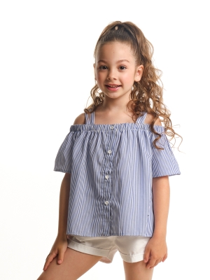 Блузка для девочек Mini Maxi, модель 7126, цвет синий/мультиколор