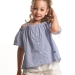 Блузка для девочек Mini Maxi, модель 7126, цвет синий/мультиколор 