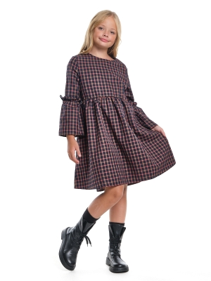 Платье для девочек Mini Maxi, модель 6837, цвет синий/красный/клетка