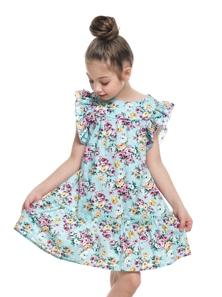 Платье для девочек Mini Maxi, модель 7153, цвет бирюзовый/мультиколор 