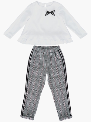 Комплект одежды для девочек Mini Maxi, модель 6402/6403, цвет белый/клетка