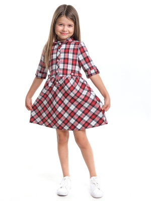 Платье для девочек Mini Maxi, модель 6868, цвет красный/клетка
