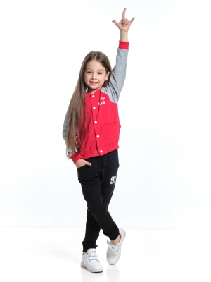 Спортивный костюм для девочек Mini Maxi, модель 7296, цвет красный/серый