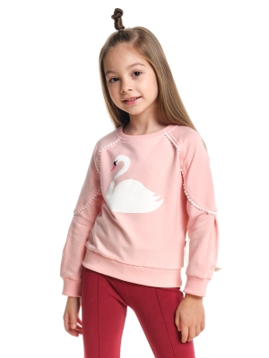 Свитшот для девочек Mini Maxi, модель 2524, цвет кремовый/розовый