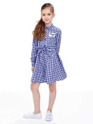 Платье для девочек Mini Maxi, модель 3736, цвет синий/клетка