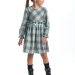Платье для девочек Mini Maxi, модель 7351, цвет бирюзовый/клетка 
