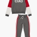 Спортивный костюм для девочек Mini Maxi, модель 7215, цвет графит/серый/красный 
