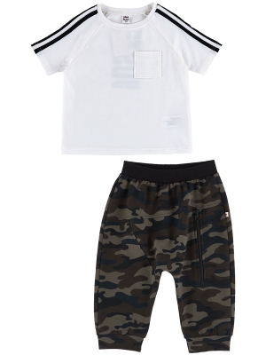 Комплект одежды для мальчиков Mini Maxi, модель 6933/6934, цвет белый/камуфляж