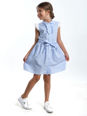 Платье для девочек Mini Maxi, модель 4563, цвет голубой/клетка
