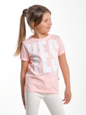 Футболка для девочек Mini Maxi, модель 0730, цвет кремовый/розовый/белый