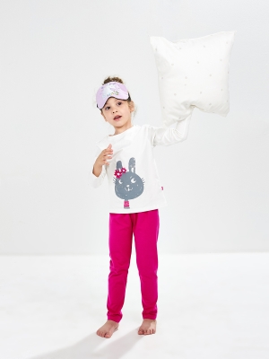 Пижама для девочек Mini Maxi, модель 1060, цвет белый/малиновый