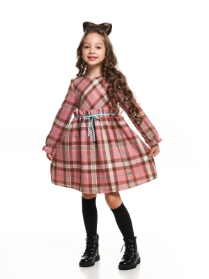 Платье для девочек Mini Maxi, модель 7351, цвет розовый/клетка