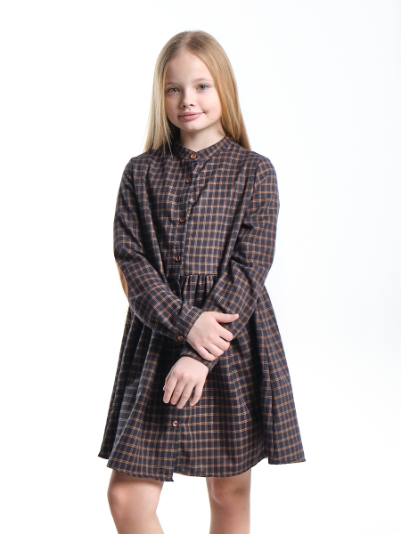 Платье для девочек Mini Maxi, модель 7863, цвет синий/горчичный/клетка 