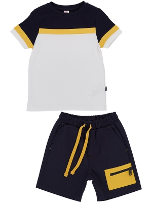 Комплект одежды для мальчиков Mini Maxi, модель 6616/4614, цвет белый/синий/горчичный