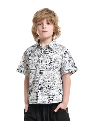 Рубашка для мальчиков Mini Maxi, модель 3358761, цвет белый/черный