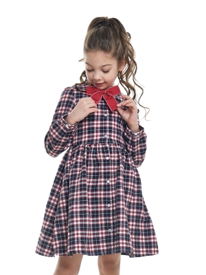 Платье для девочек Mini Maxi, модель 681, цвет синий/красный/клетка