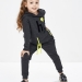 Спортивный костюм для девочек Mini Maxi, модель 3679, цвет черный/салатовый 