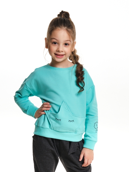 Свитшот для девочек Mini Maxi, модель 2522, цвет бирюзовый 
