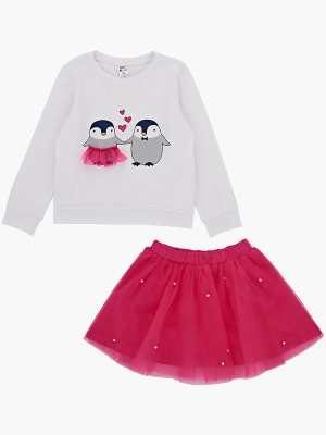 Комплект одежды для девочек Mini Maxi, модель 4016/4017, цвет белый/малиновый