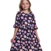 Платье для девочек Mini Maxi, модель 7642, цвет темно-синий/фиолетовый/мультиколор 