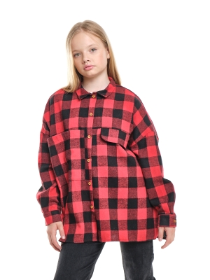 Рубашка для девочек Mini Maxi, модель 7462, цвет красный/клетка
