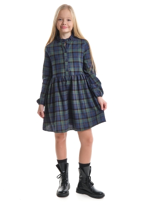 Платье для девочек Mini Maxi, модель 8077, цвет зеленый/клетка
