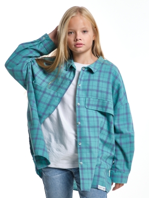 Рубашка для девочек Mini Maxi, модель 8013, цвет бирюзовый