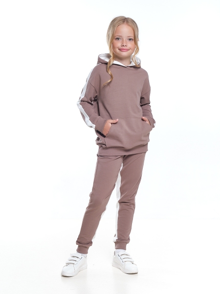 Спортивный костюм для девочек Mini Maxi, модель 7607, цвет коричневый/белый 