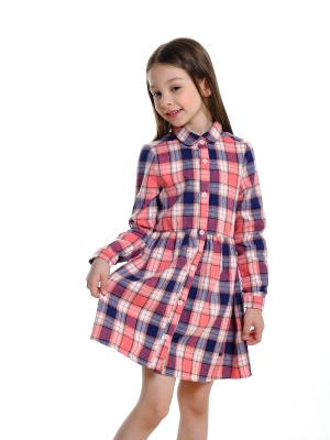 Платье для девочек Mini Maxi, модель 6825, цвет розовый/синий/клетка