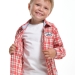 Рубашка для мальчиков Mini Maxi, модель 7976, цвет клетка/красный 