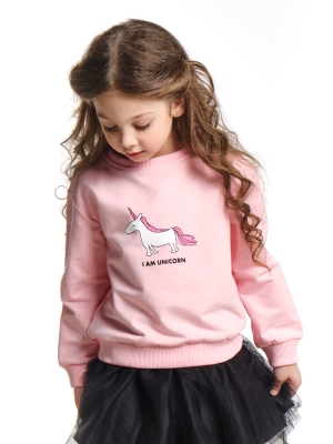 Свитшот для девочек Mini Maxi, модель 6949, цвет кремовый/розовый